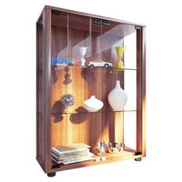 Vitrina Sintalo, Barva Oreha, Z Osvetlitvijo - črna/barve oreha, Moderno, umetna masa/steklo (60/80/25cm) - MID.YOU