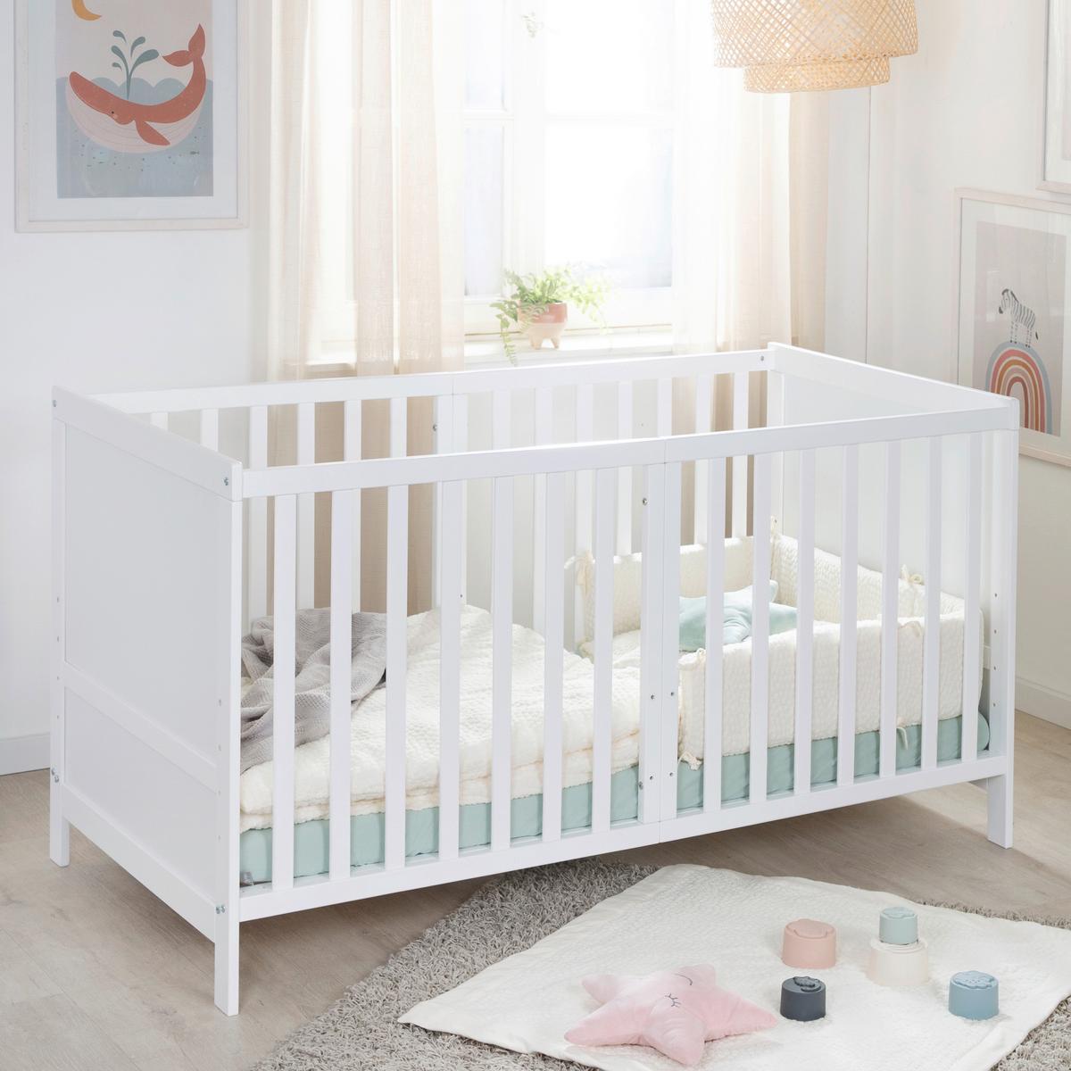 Rácsos Kiságy, Átalakítható Easy Sleep - fehér, Basics, faalapú anyag (78/78/142cm) - Roba