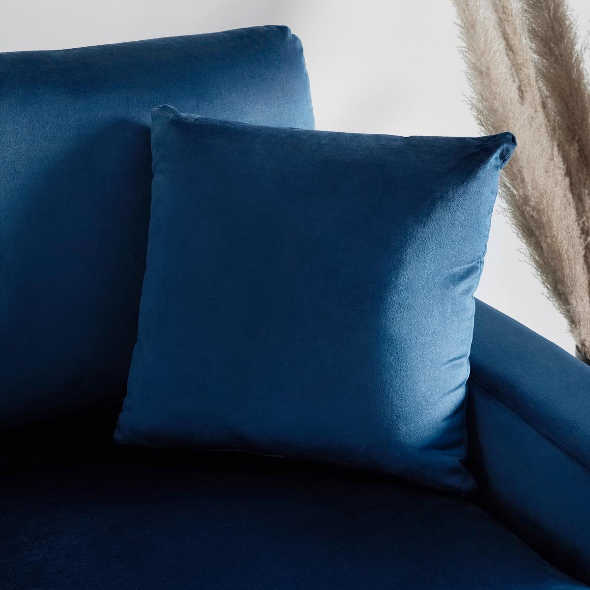 WOHNLANDSCHAFT ISA - Blau/Chromfarben, MODERN, Holz/Textil (280/91/204cm) - Livetastic