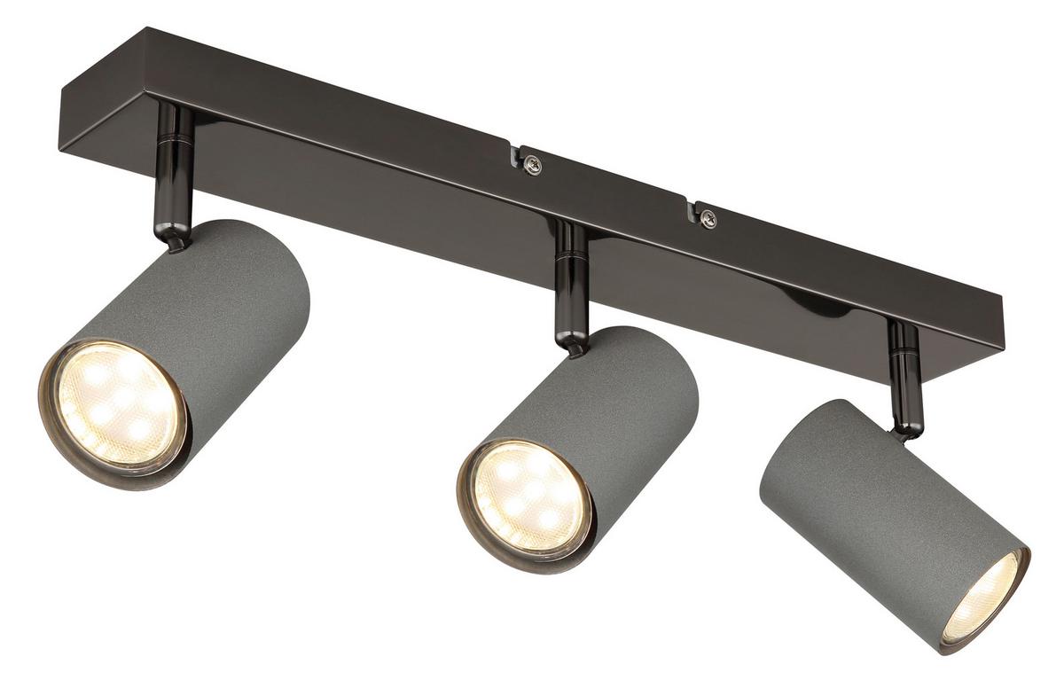 Strahler Robby Grau/Schwarzchrom max. 35 Watt - Schwarzchrom/Grau, Design, Metall (41/10/12cm) - Globo