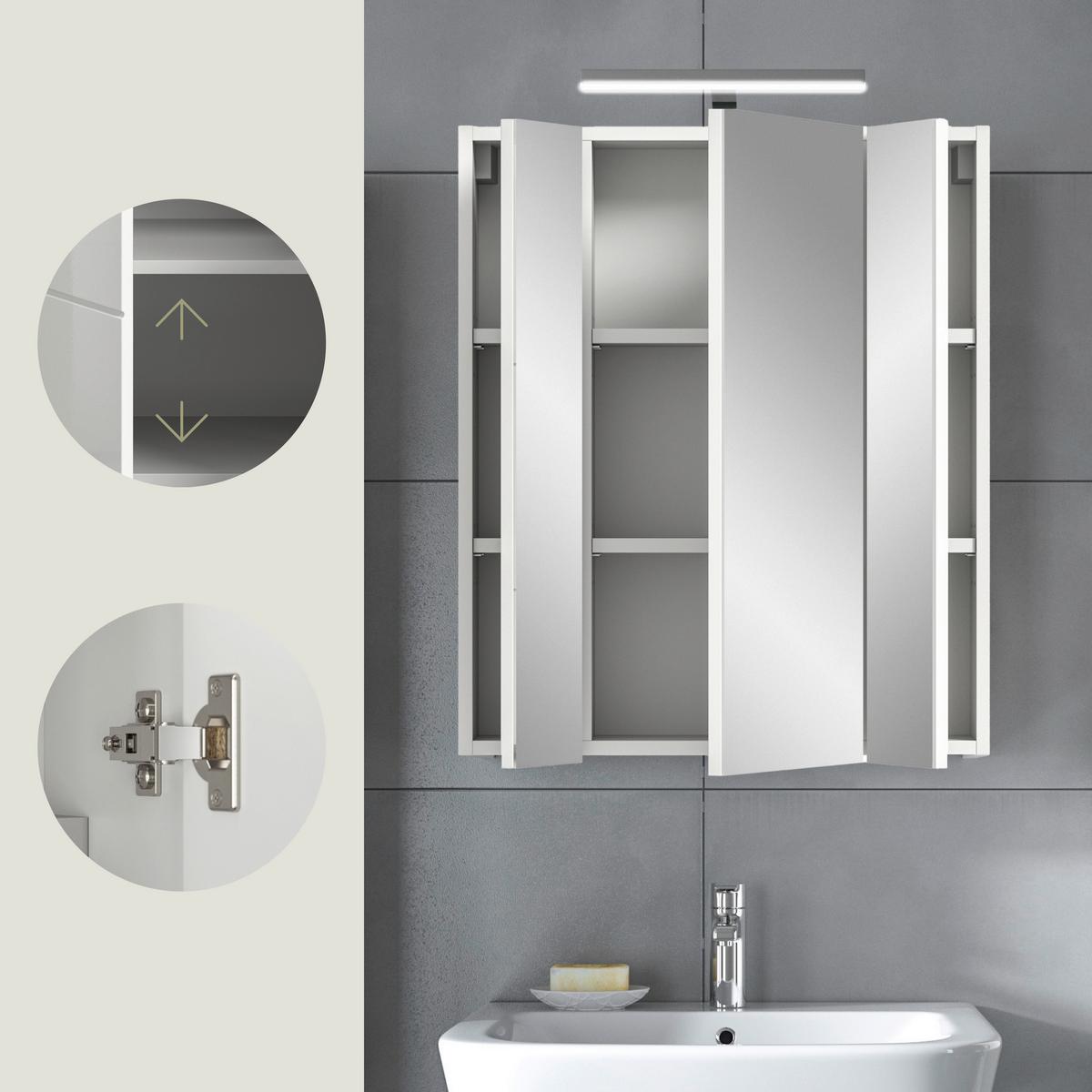 Spiegelschrank Ice mit LED Spiegelschrank Ice mit LED - Weiß Hochglanz/Weiß, MODERN, Holzwerkstoff (60/55/46cm) - MID.YOU