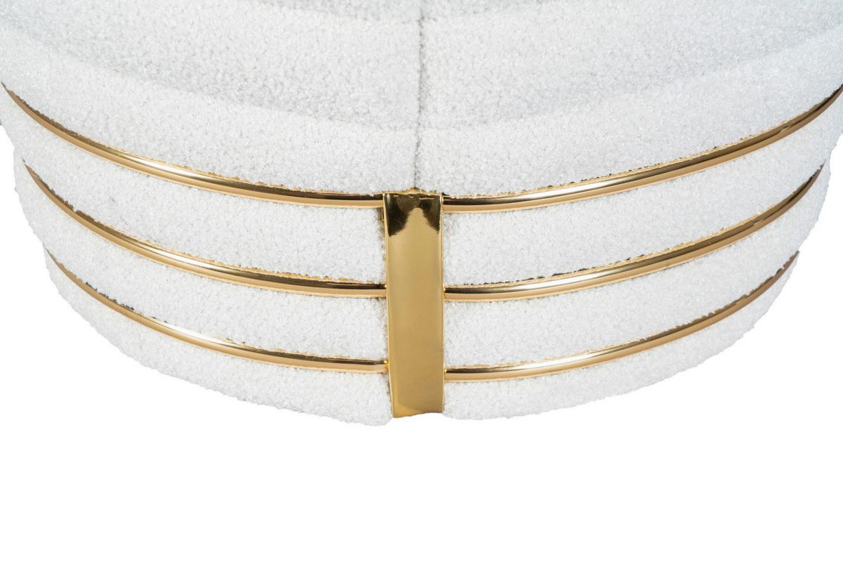 HOCKER DORIC 335 - Weiss/Goldfarben, Design, Textil (42/50cm) - Kayoom