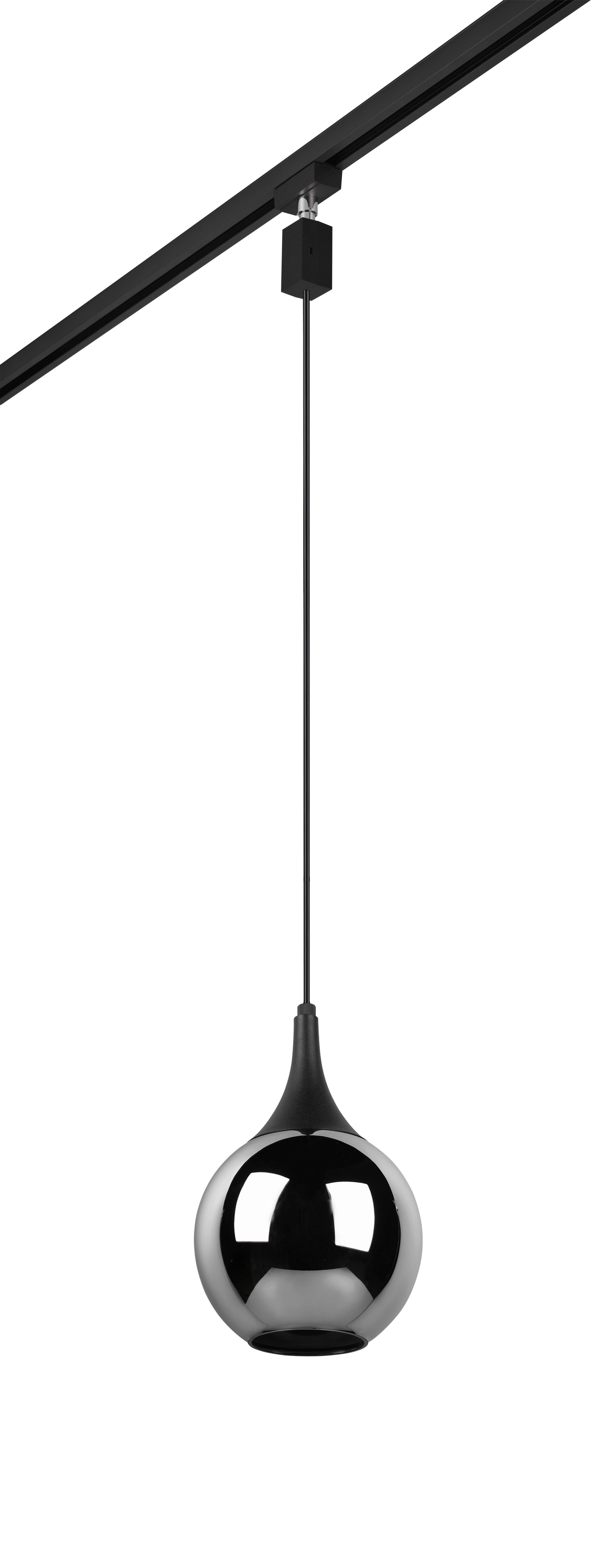 Schienensystem-Hängeleuchte Lumina in Schwarz max. 40 Watt - Chromfarben/Schwarz, KONVENTIONELL, Glas (18/180cm) - Trio Leuchten