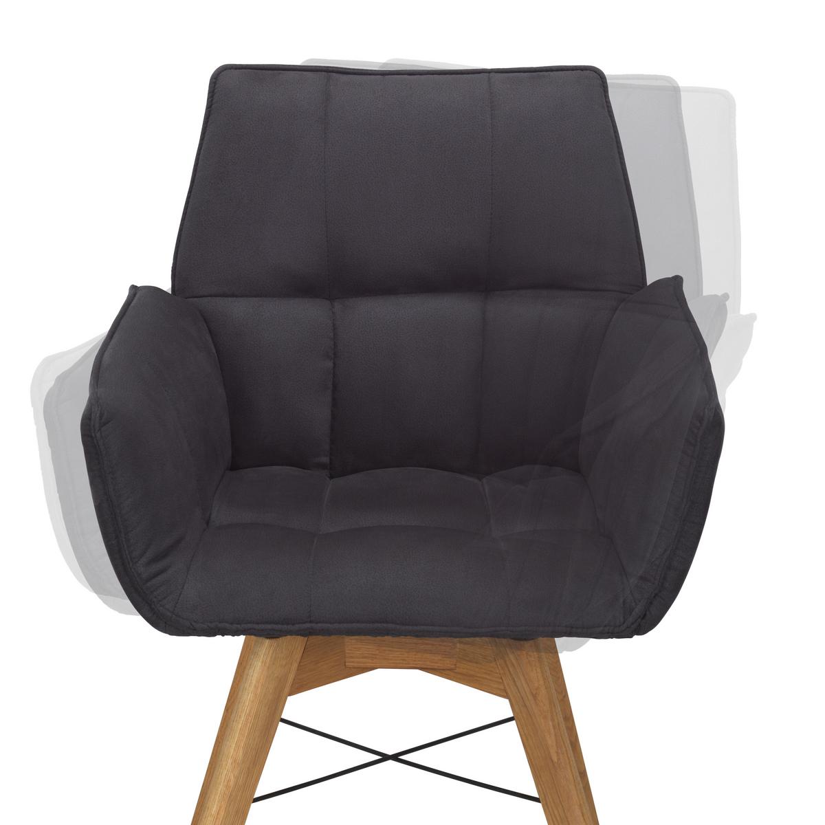 KRZESŁO Z PODŁOKIETNIKAMI BARBADOS - kolor dębowy/czarny, Design, drewno/tkanina (61/87/63cm) - Waldwelt