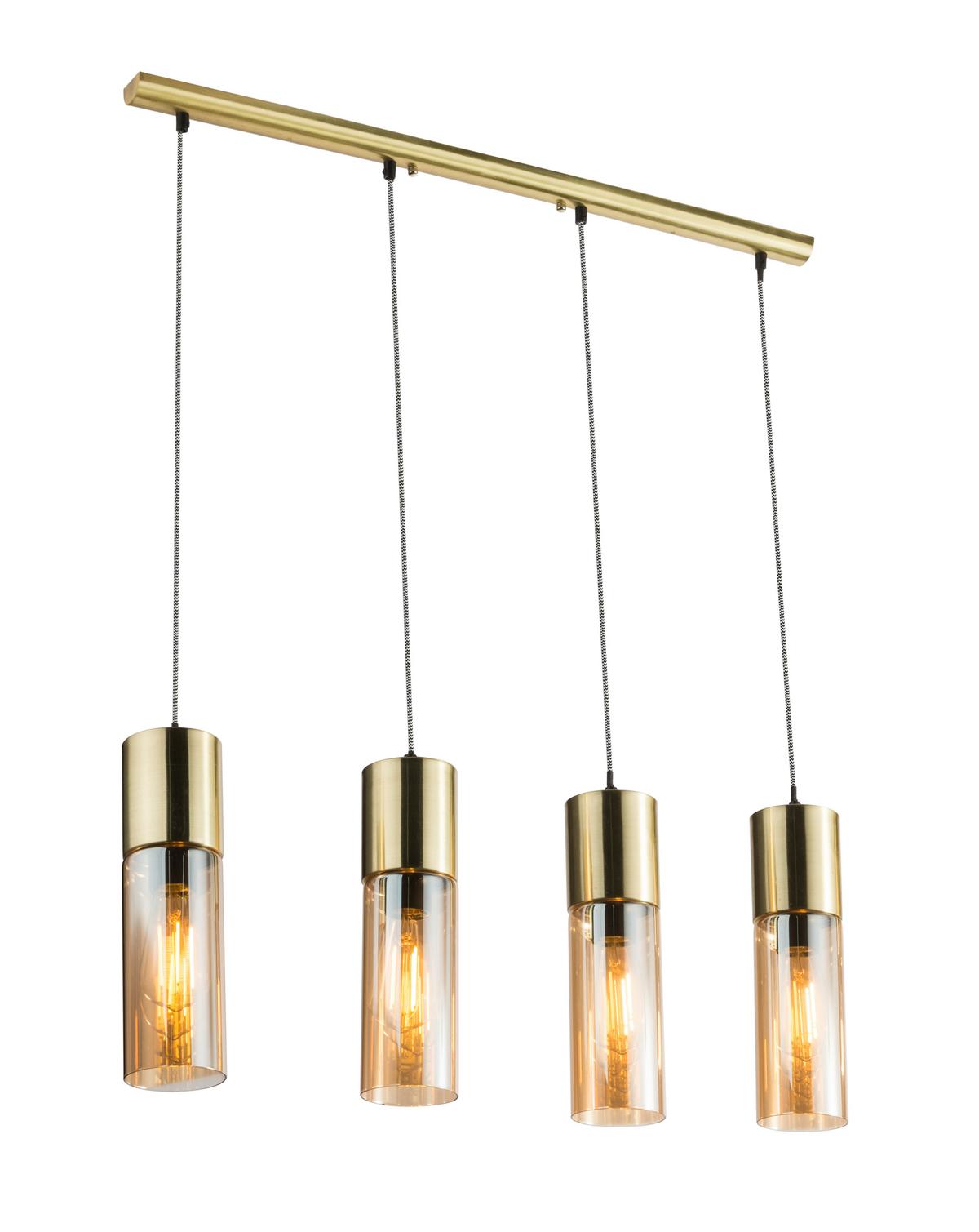 Hängeleuchte Nopä Gold/Champagner max. 25 Watt - Champagner/Goldfarben, KONVENTIONELL, Glas/Metall (80/9/156cm)