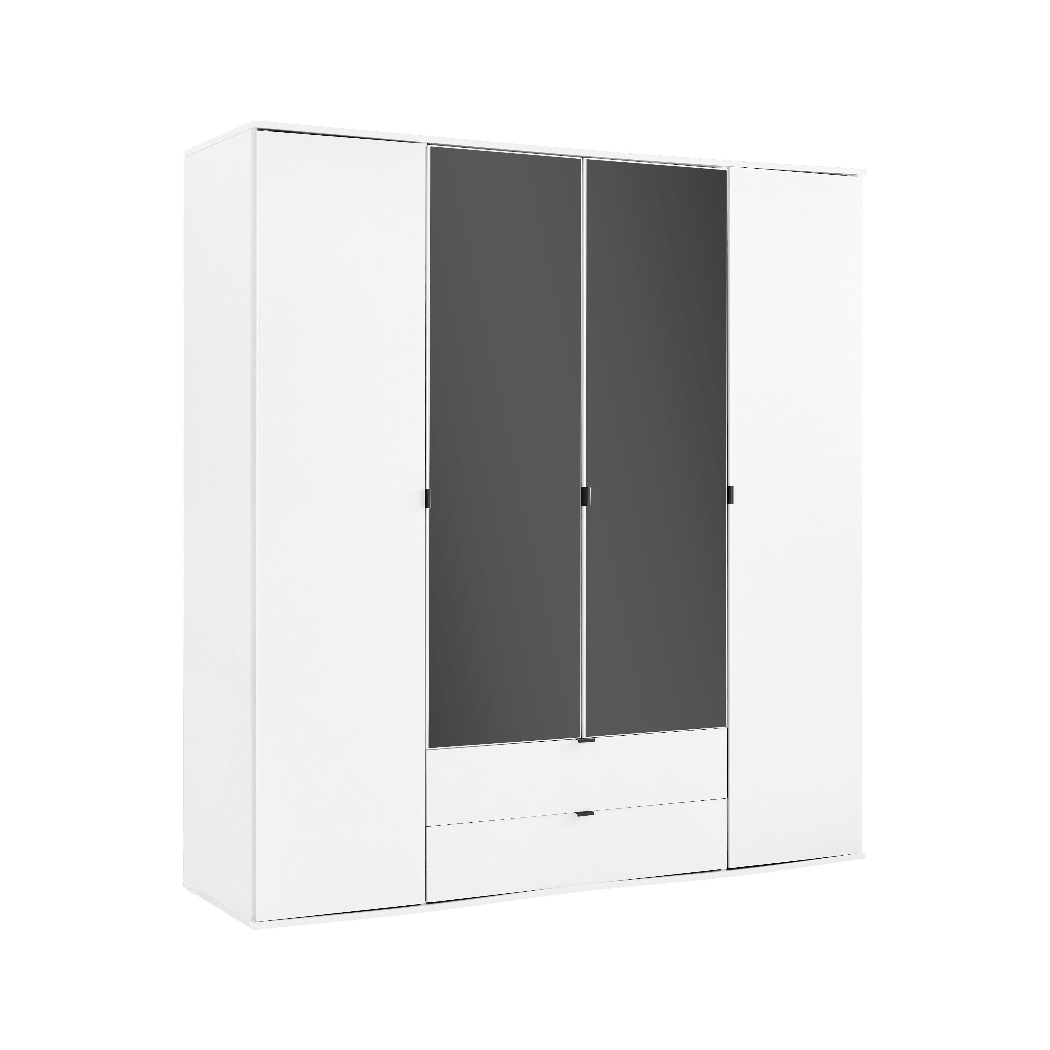 Drehtürenschrank Avila Weiß - Weiß, KONVENTIONELL, Glas/Holzwerkstoff (181/194/53cm) - Mömax