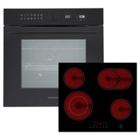 Backofenset Adrian autark 3.250 Watt Schwarz - Schwarz, Basics, Glas/Metall (59,5/59,5/57,5cm) - Respekta