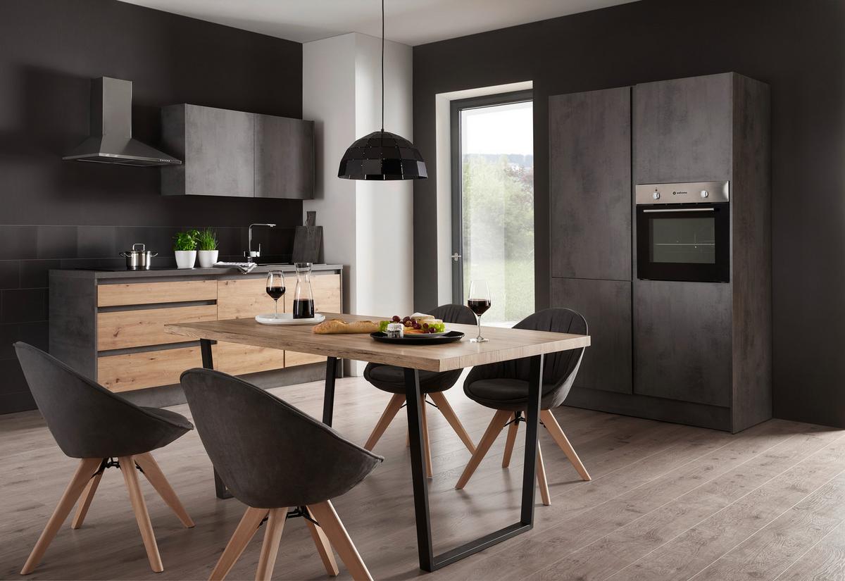 Küchenblock in Anthrazit/ Eichefarben ´TROJA+E´ - Anthrazit/Eiche Artisan, Design, Holzwerkstoff (335cm) - P & B