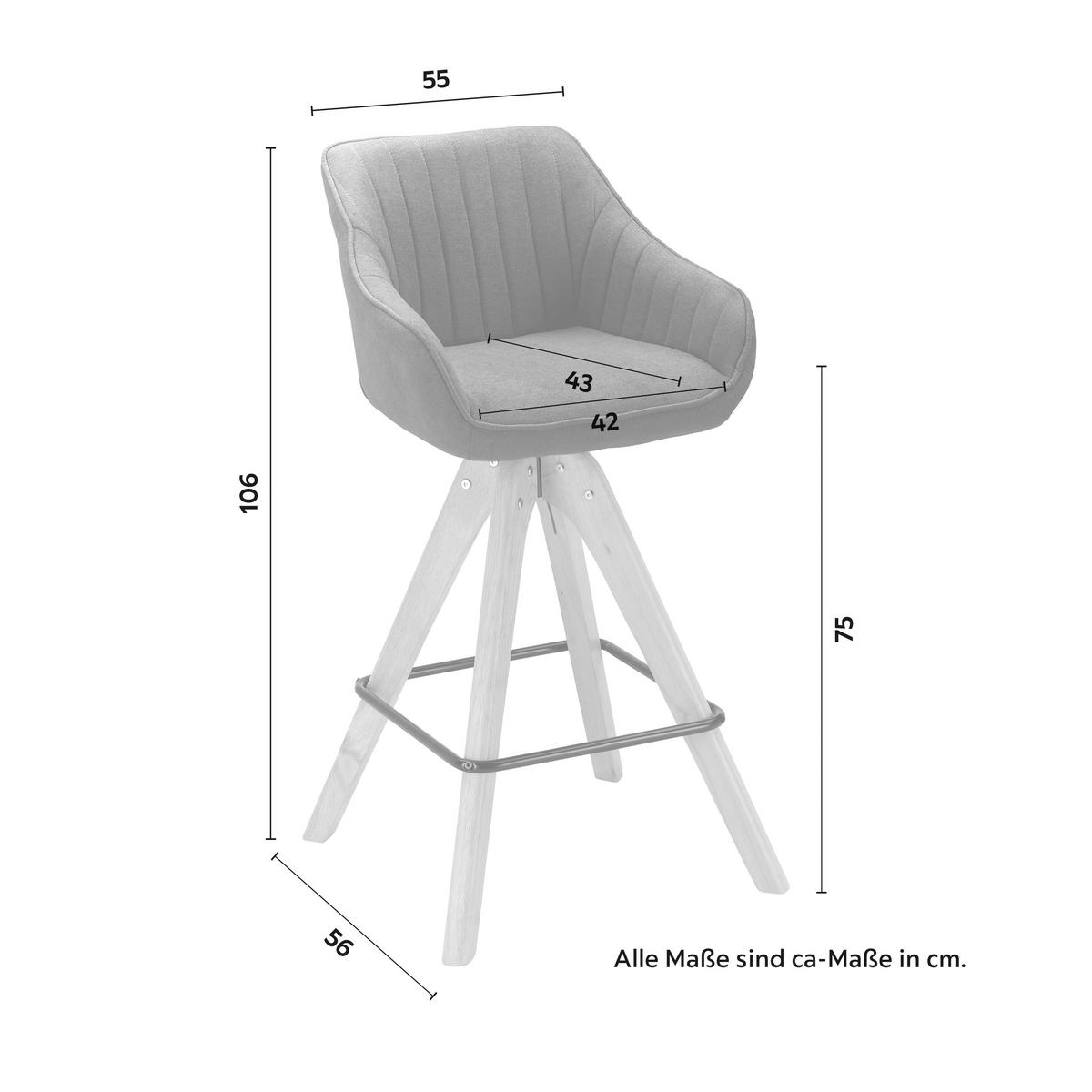 STOŁEK BAROWY LEONIE - kolor dębowy/ciemnoszary, Modern, metal/drewno (55/106/56cm) - Bessagi Home