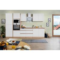 Küchenblock Lorena mit Geräten ca. 335 cm Weiß - Eichefarben/Weiß, Basics, Holzwerkstoff (335cm) - Respekta