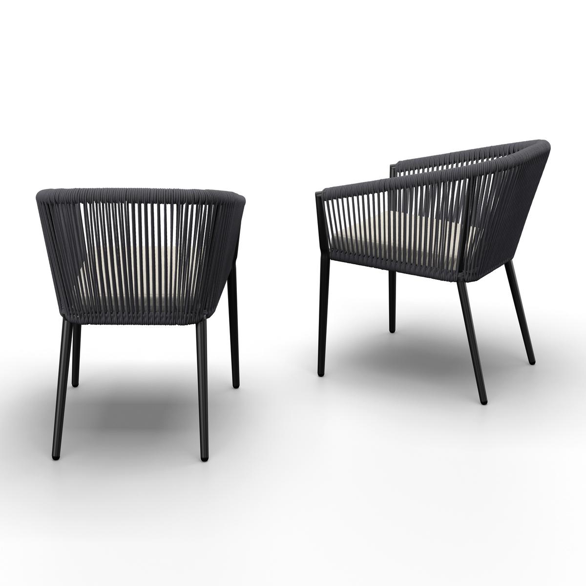 Gartensessel-Set 2-er Benicia Weiß/Grau aus Metall/Textil - Dunkelgrau/Schwarz, MODERN, Textil/Metall (55/76/63cm) - Bessagi Garden