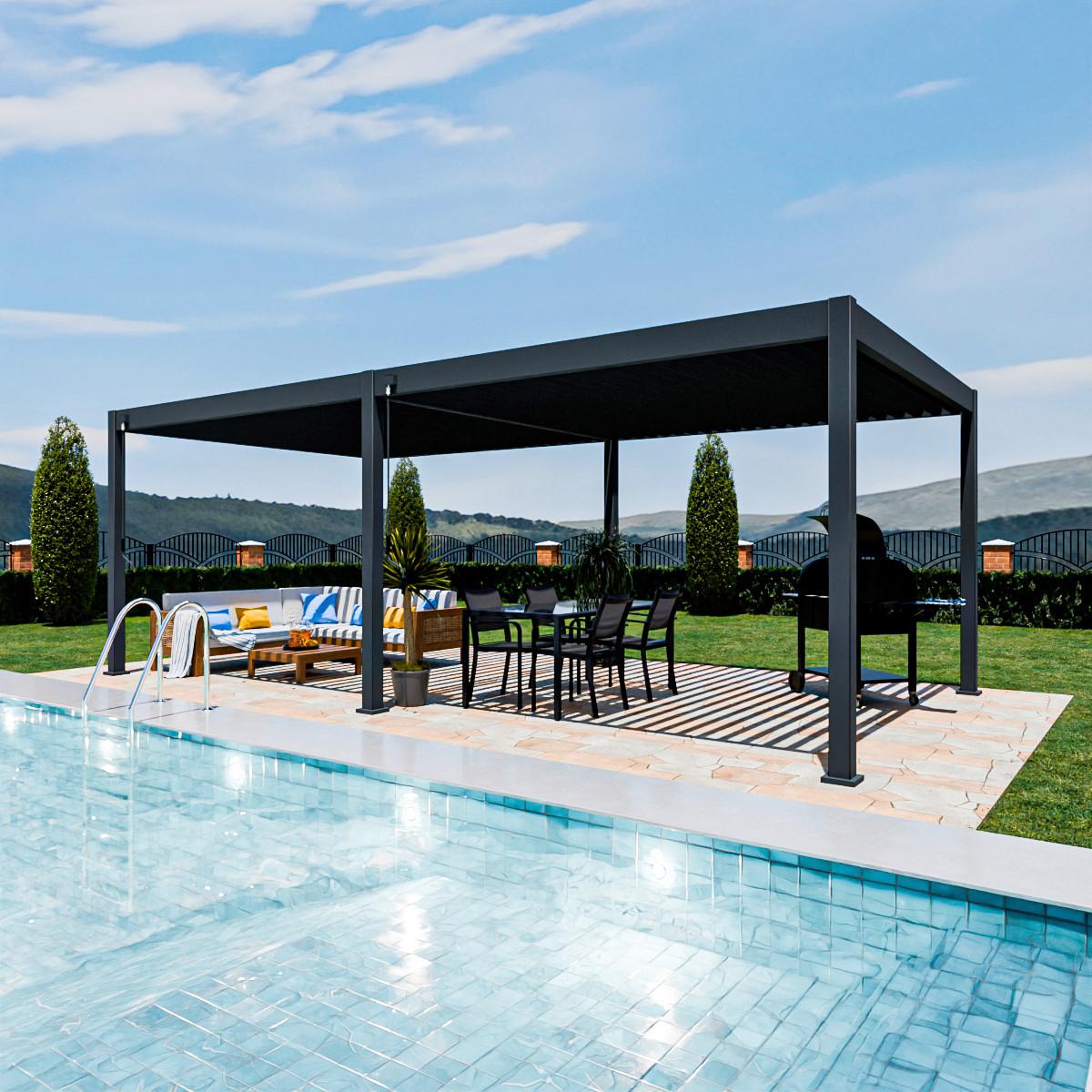 Pergola Superior, Antracit, 3,6x7,2m - barve grafita, Basics, kovina (360/255/720cm) - Gardenson