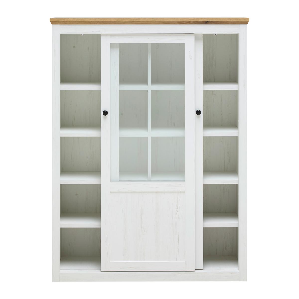 Highboard Korsika Eichefarben/Weiß - Eichefarben/Schwarz, ROMANTIK / LANDHAUS, Holzwerkstoff/Metall (105,5/140/43cm) - Mömax