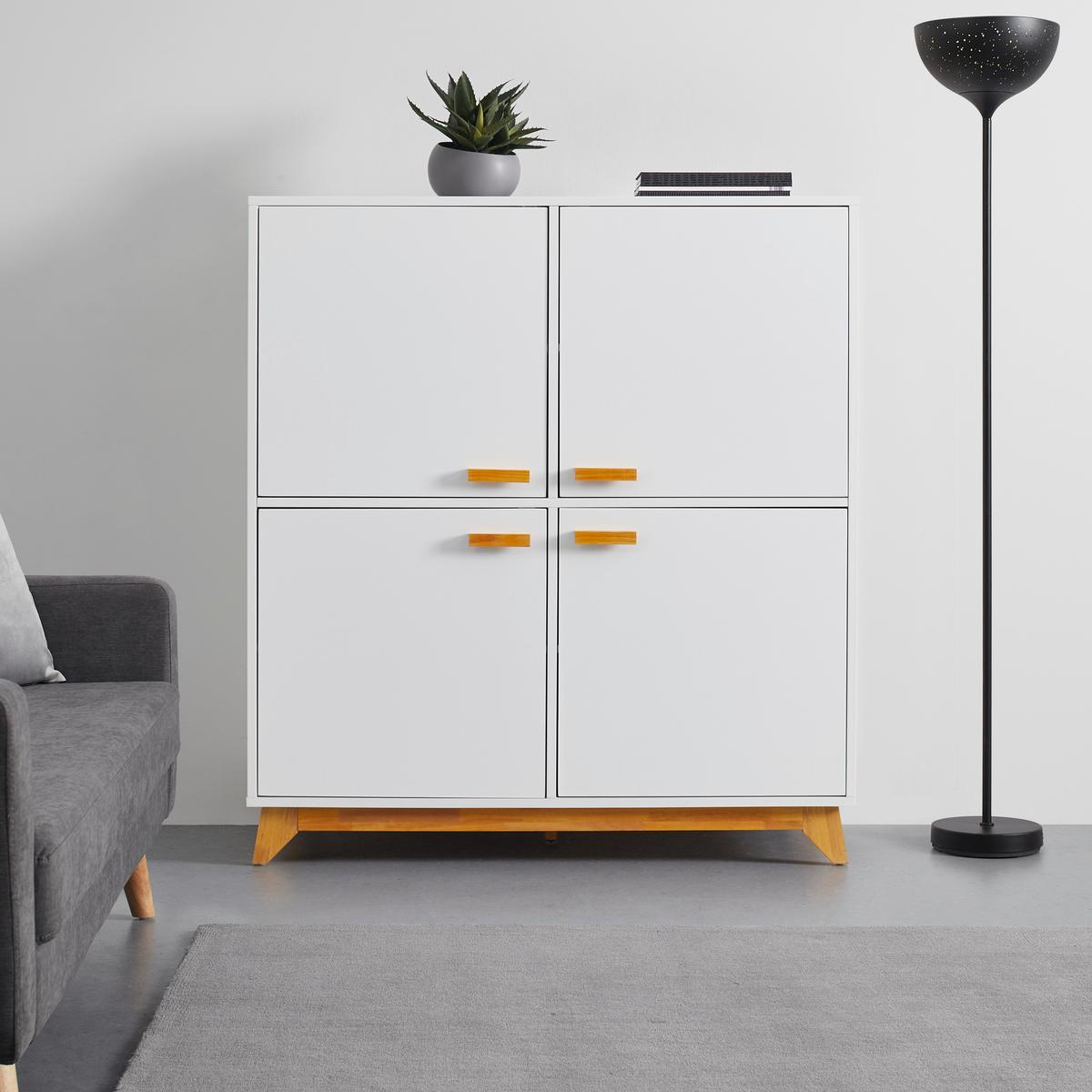 KOMODA MILAN - biały, Modern, drewno (120/132/52,5cm) - Bessagi Home