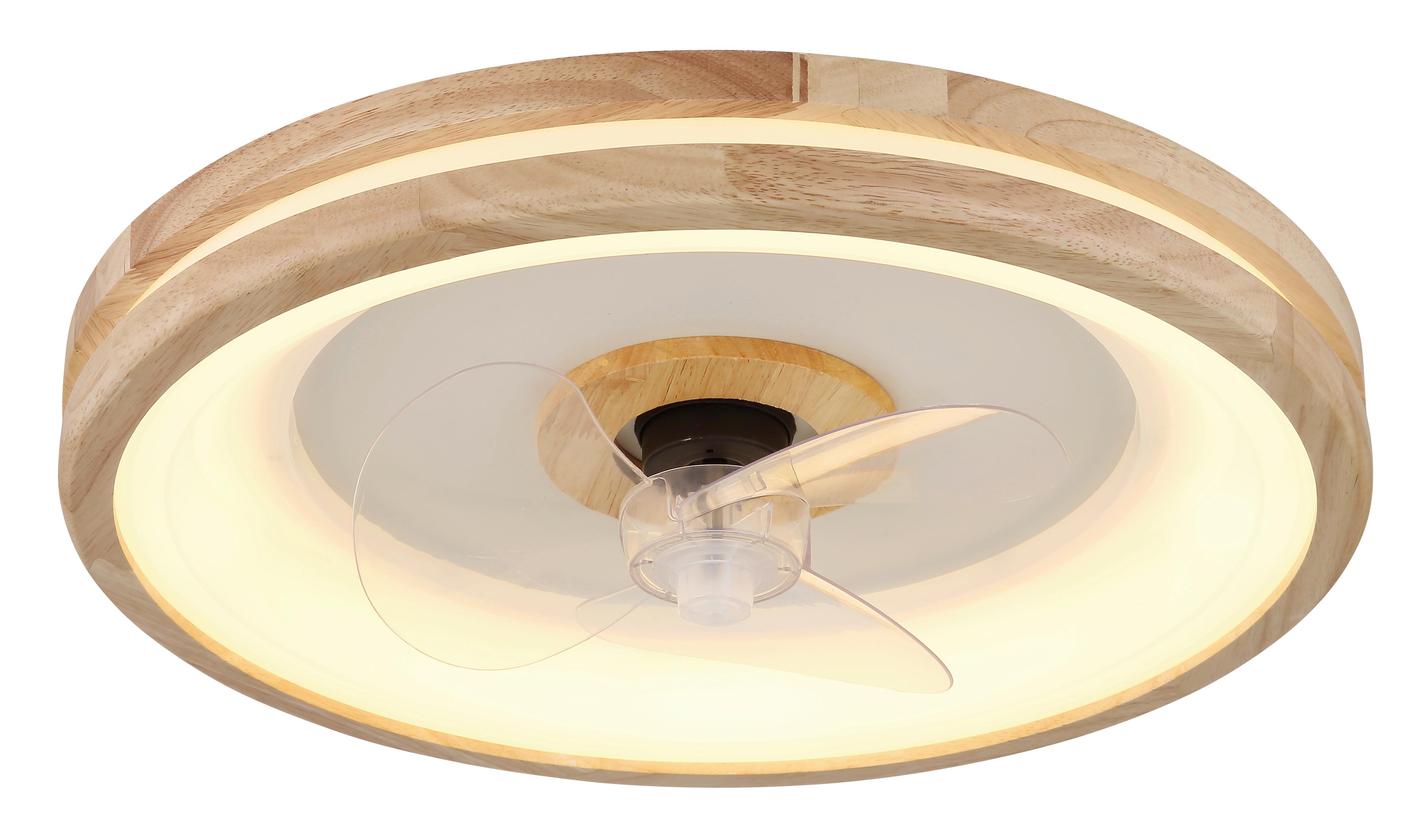 Deckenventilator Gatian Weiß/Dunkelbraun/Transparent - Transparent/Dunkelbraun, Natur, Kunststoff/Metall (50/12,5cm) - Globo