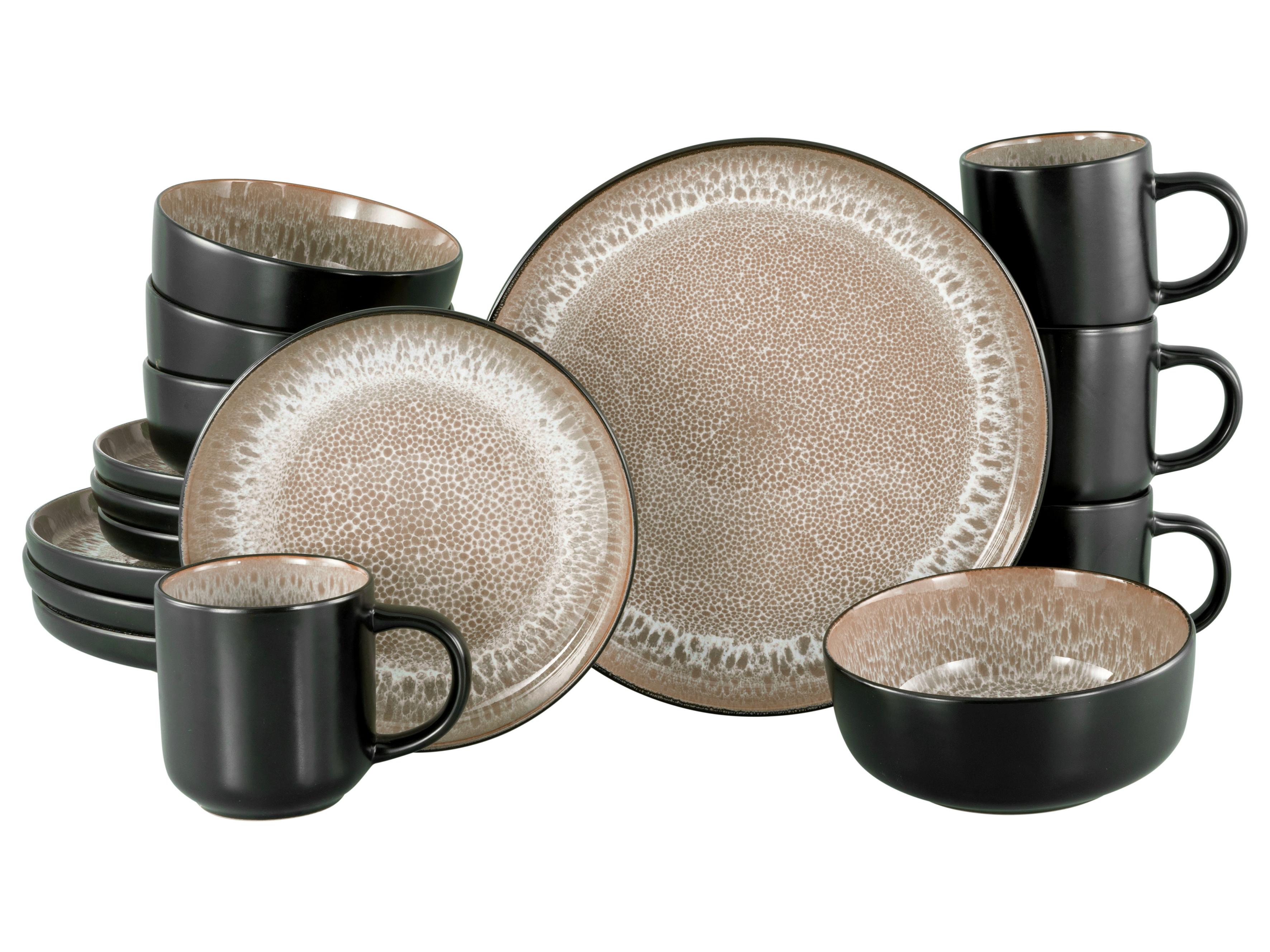 Jedilni Servis Nordic Fjord Beige, 16-Delni - črna/bež, Basics, keramika - Creatable
