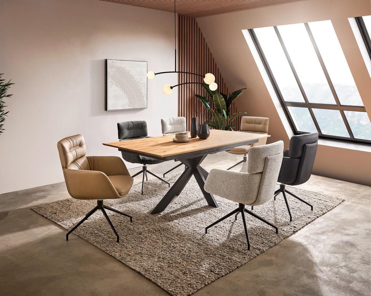 KRZESŁO Z PODŁOKIETNIKAMI PABLO -EXKLUSIV- - czarny/taupe, Design, skóra/metal (62/92/66cm) - Dieter Knoll