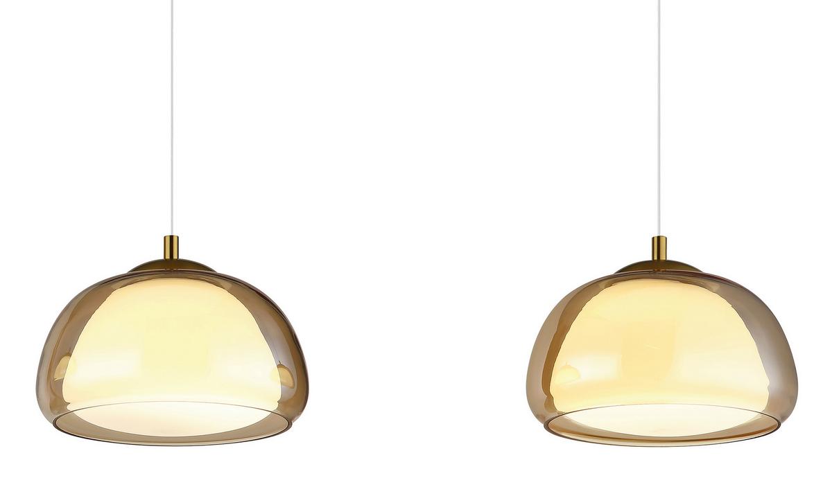Led Viseća Svjetiljka Avila - bijela/zlatne boje, Design, staklo/metal (117/25/150cm) - Globo