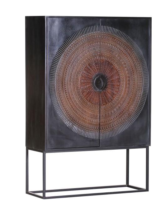 Highboard aus Mangoholz ca. 100x150x40cm - Schwarz, Lifestyle, Holz/Metall (100/150/40cm) - Premium Living