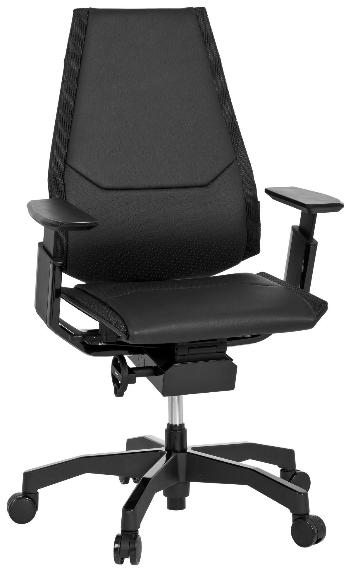 Pisarniški Stol Genidia Black, Črna - črna, Moderno, kovina/umetna masa (57/119/46cm) - MID.YOU