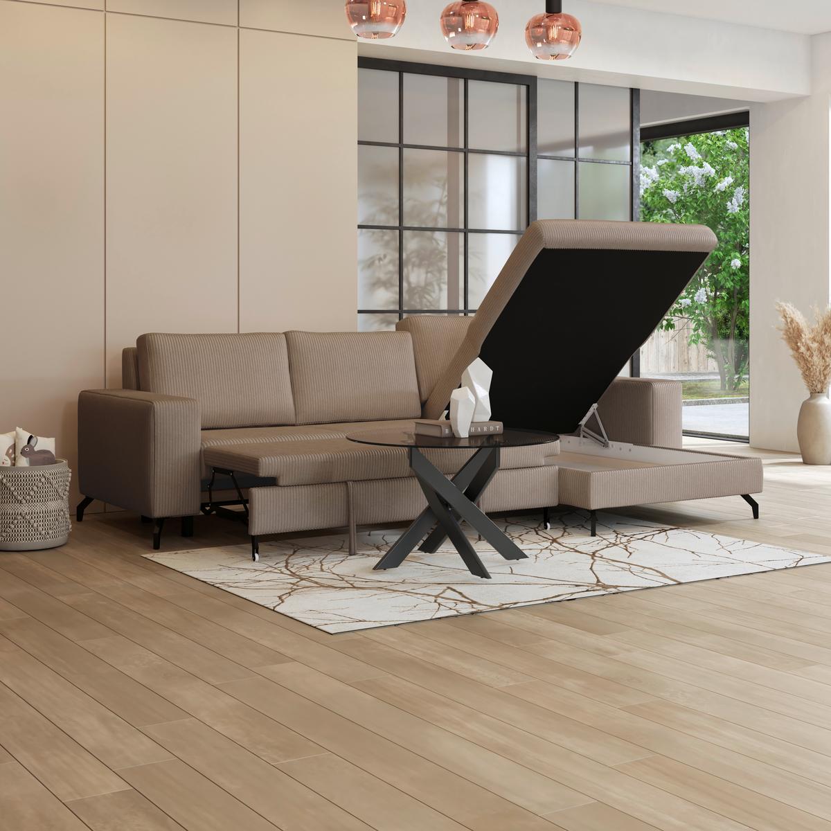 Kutna Garnitura Cloud - cappuccino, Trend, tekstil (290/178cm) - Modern Living
