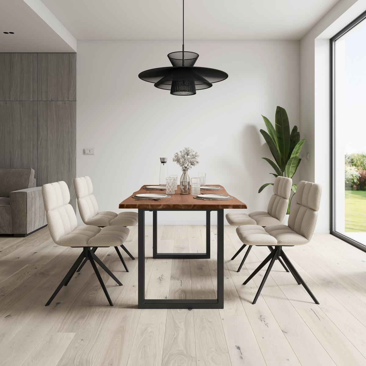 Esstisch Dale in Holz Akazie massiv/furniert ca. 180x90 cm - Walnussfarben/Schwarz, MODERN, Holz/Metall (180/90/76cm) - Bessagi Home