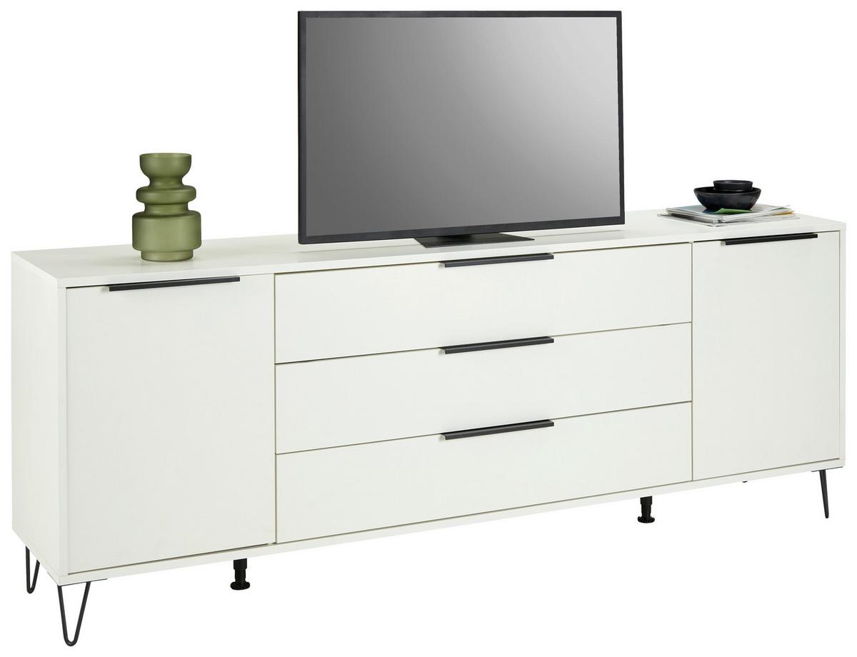 Sideboard in Weiss - Weiss/Schwarz, Modern, Holzwerkstoff/Metall (216/82/45cm) - Mömax