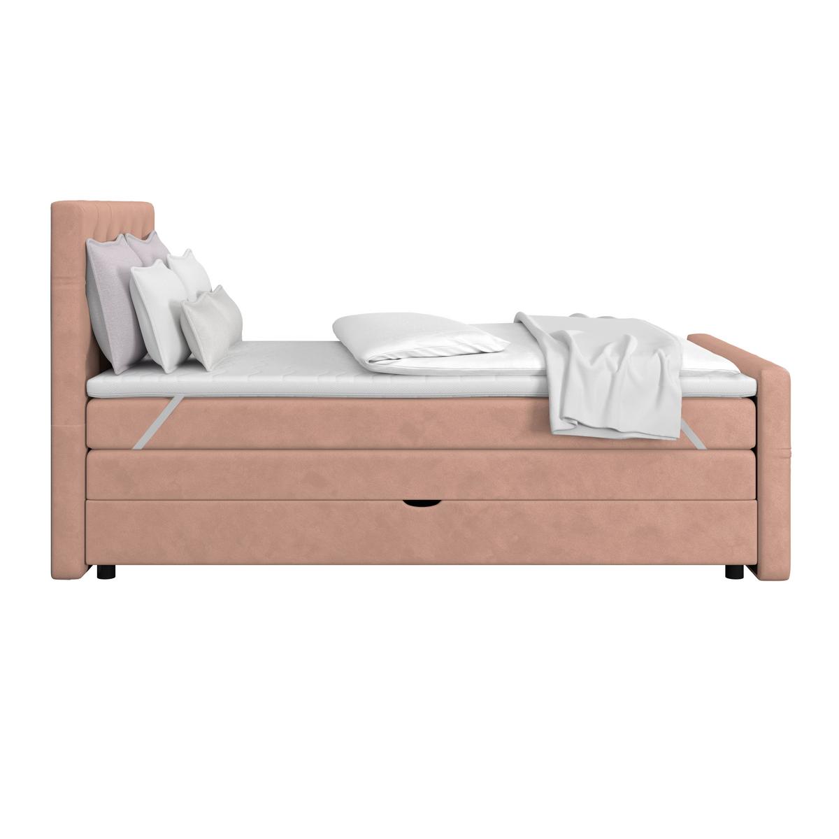 Boxspring Krevet Elio - bež/prljavo ružičasta, Romantično / ladanjski, tekstil/plastika (140/200cm) - Modern Living