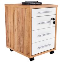 Görgős Konténer 4 Fiókkal Profi - tölgyfa/fehér, Modern, faalapú anyag (43/62/48cm) - Ondega