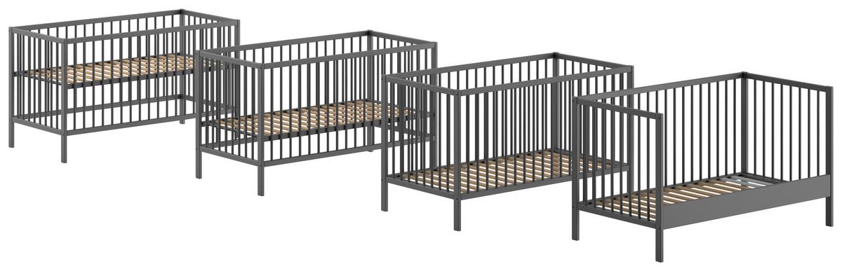 Kinder-/Juniorbett Dino ca. 70x140 cm Anthrazit - Anthrazit, MODERN, Holz (70/140cm) - MID.YOU