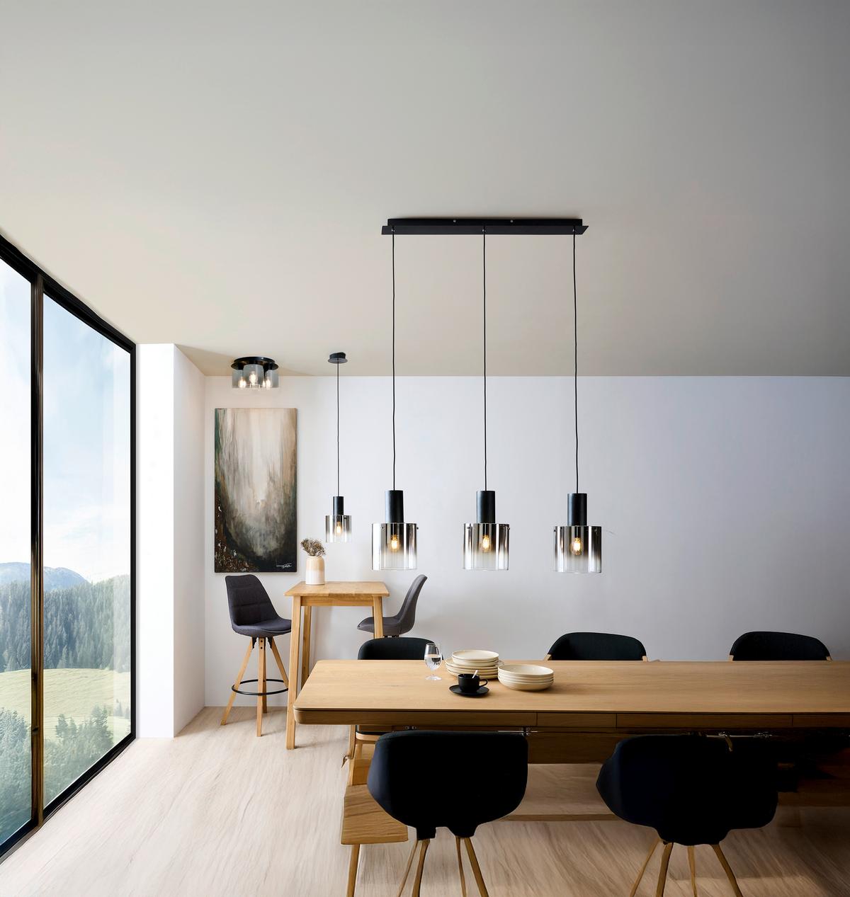 LAMPA WISZĄCA ALESUND - czarny, Design, metal/szkło (90/20/120cm) - Dieter Knoll