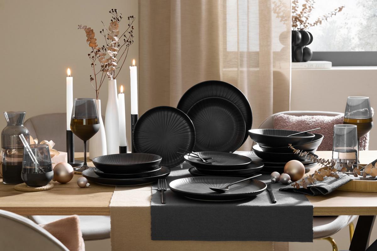 Servis Za Jelo Blacky - crna, Moderno, keramika - Mömax