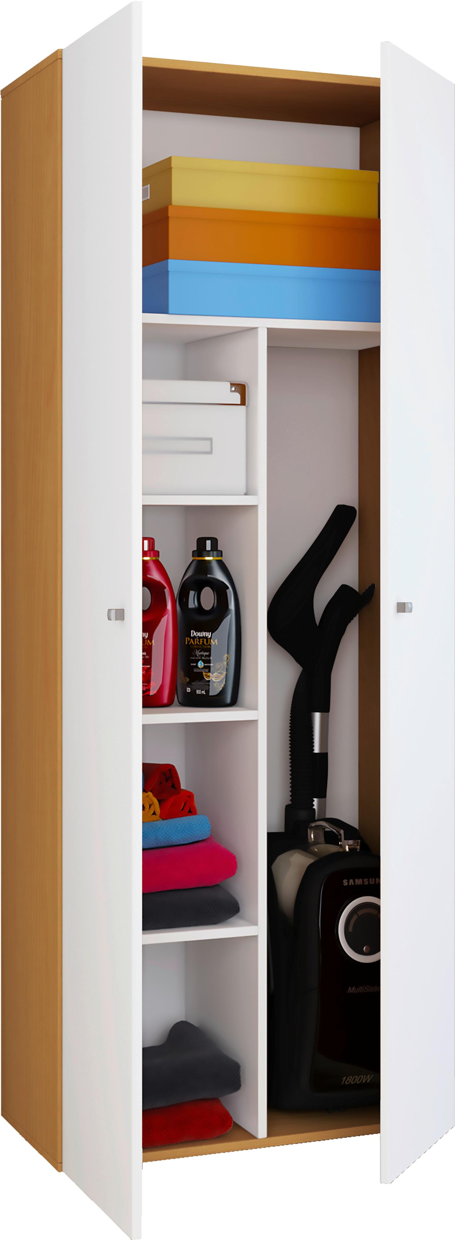 MEHRZWECKSCHRANK VANDOL II DT - Weiss/Silberfarben, Design, Holzwerkstoff/Kunststoff (70/178/39cm) - MID.YOU