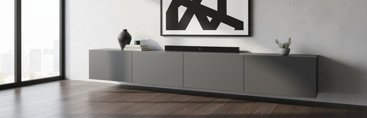 KOMODA NISKA NEWNIQ - antracytowy, Design, materiał drewnopochodny (240/36,7/45cm) - Hom`in