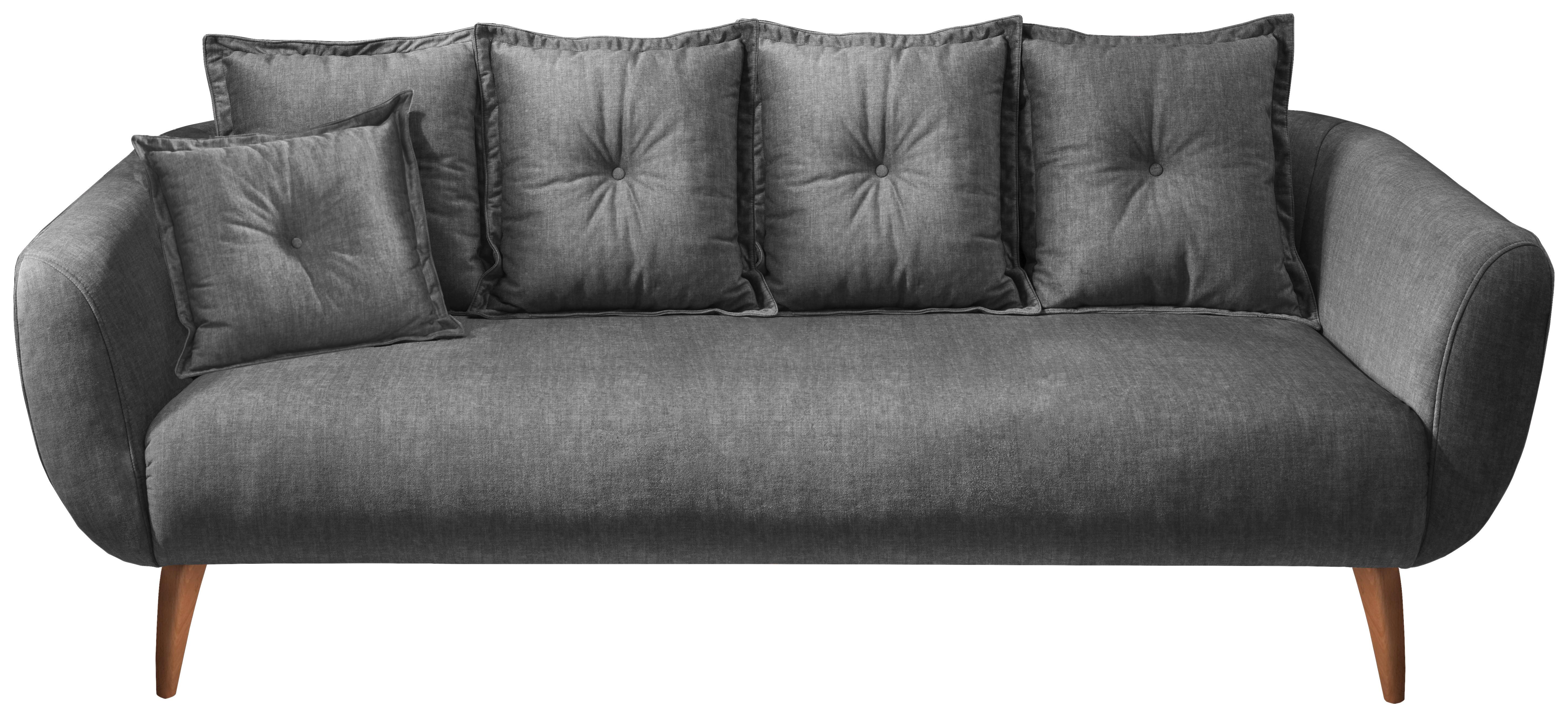 3-Sitzer-Sofa Baggio Grau Velours - Buchefarben/Grau, MODERN, Holz/Textil (236/94/103cm) - Livetastic