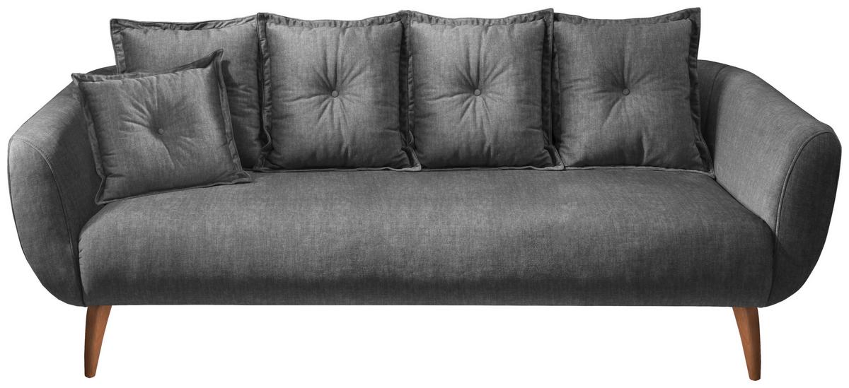 3-Sitzer-Sofa Baggio Grau Velours - Buchefarben/Grau, MODERN, Holz/Textil (236/94/103cm) - Livetastic