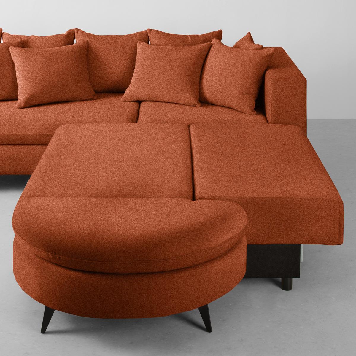 Ecksofa Axel Rostfarben - Rostfarben/Schwarz, MODERN, Textil/Metall (291/87/250cm) - Mömax