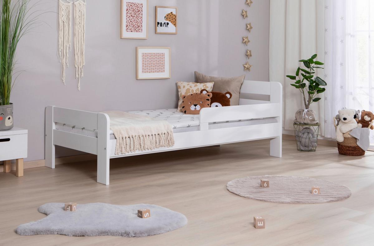 Bett Bennet mit Rausfallschutz ca. 90x200 cm Weiß - Weiß, MODERN, Holz (90/200cm) - MID.YOU