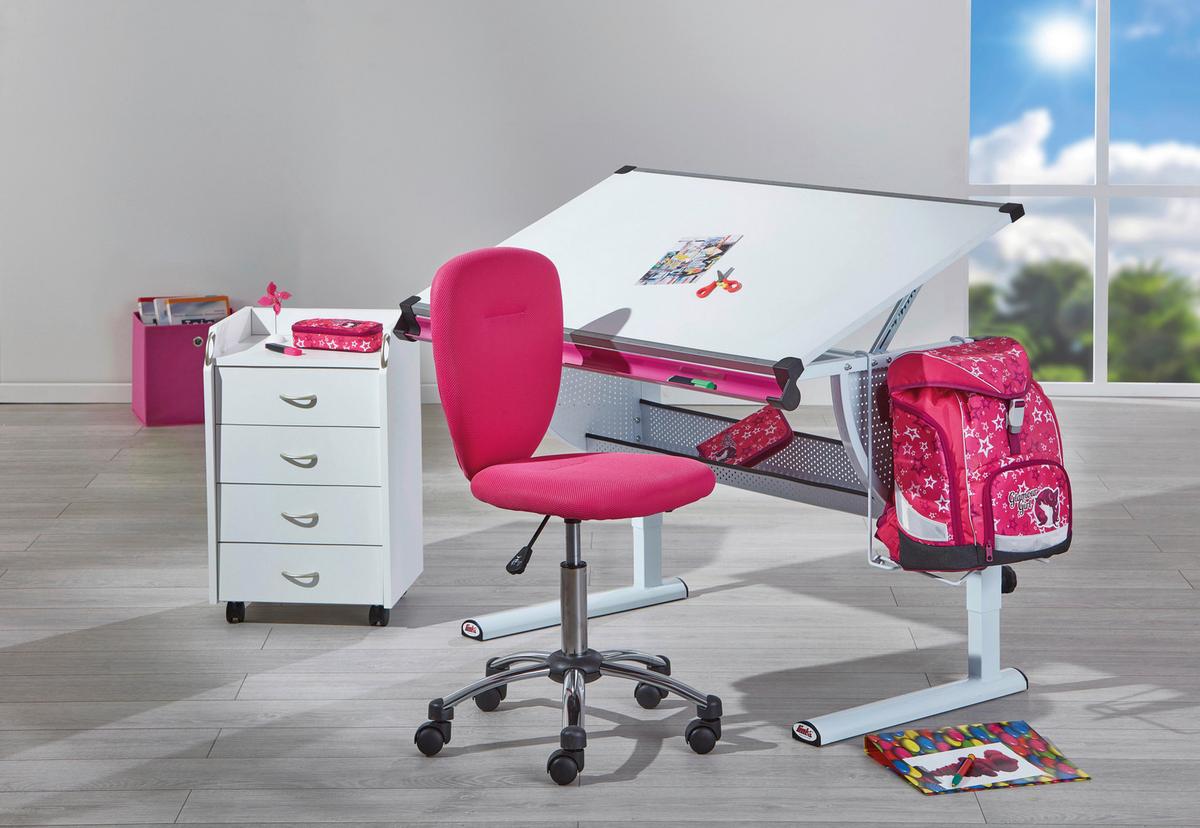 Schreibtisch Matts ca. 118x73 cm Weiß/Pink/Grün - Pink/Weiß, MODERN, Holzwerkstoff/Metall (118/73/63cm) - MID.YOU