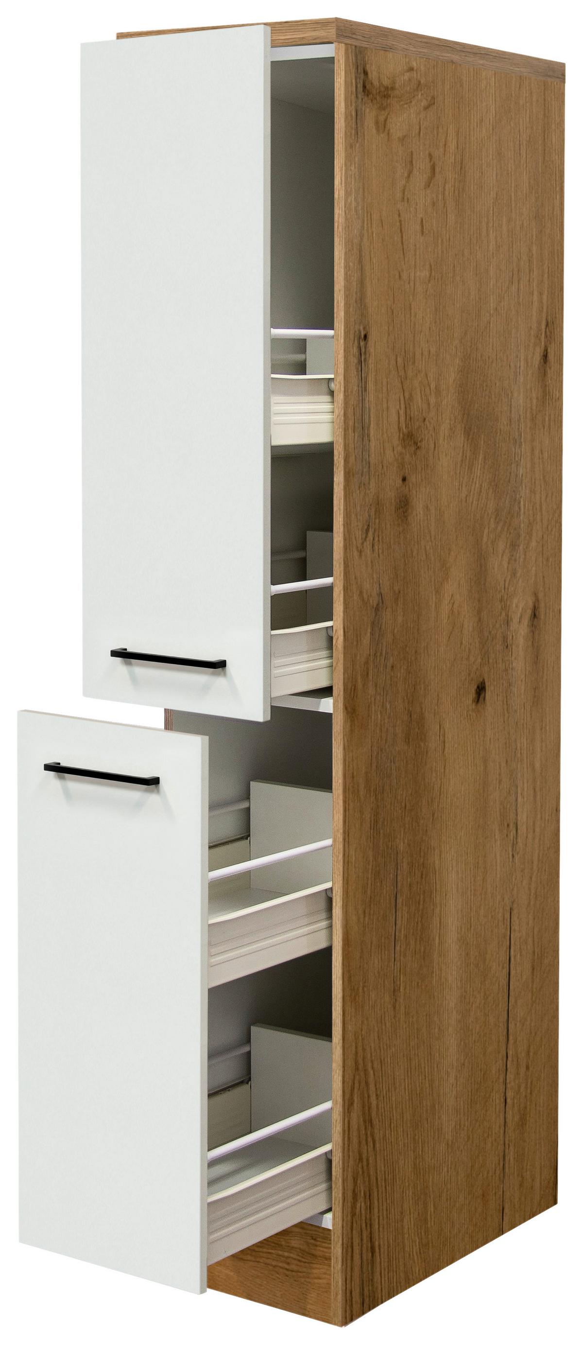 Apothekerschrank Avila Eichefarben/Magnolie - Eichefarben/Magnolie, KONVENTIONELL, Holzwerkstoff/Metall (30/160,6/60cm) - FlexWell