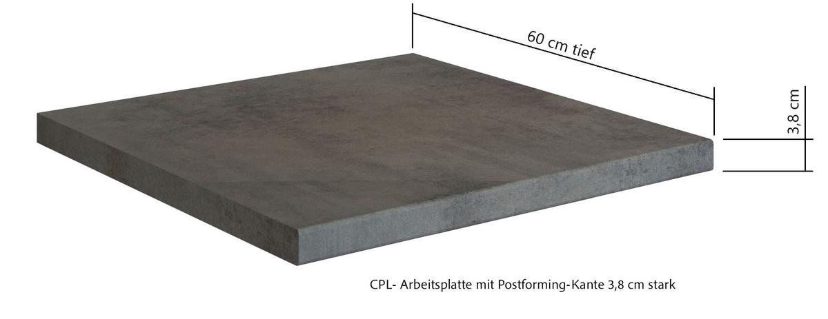 Eckküche Liverpool o. Geräte ca. 300x240cm Graphit/Eiche - Schieferfarben/Eiche Wotan, Basics, Holzwerkstoff/Metall (300/240cm) - Held