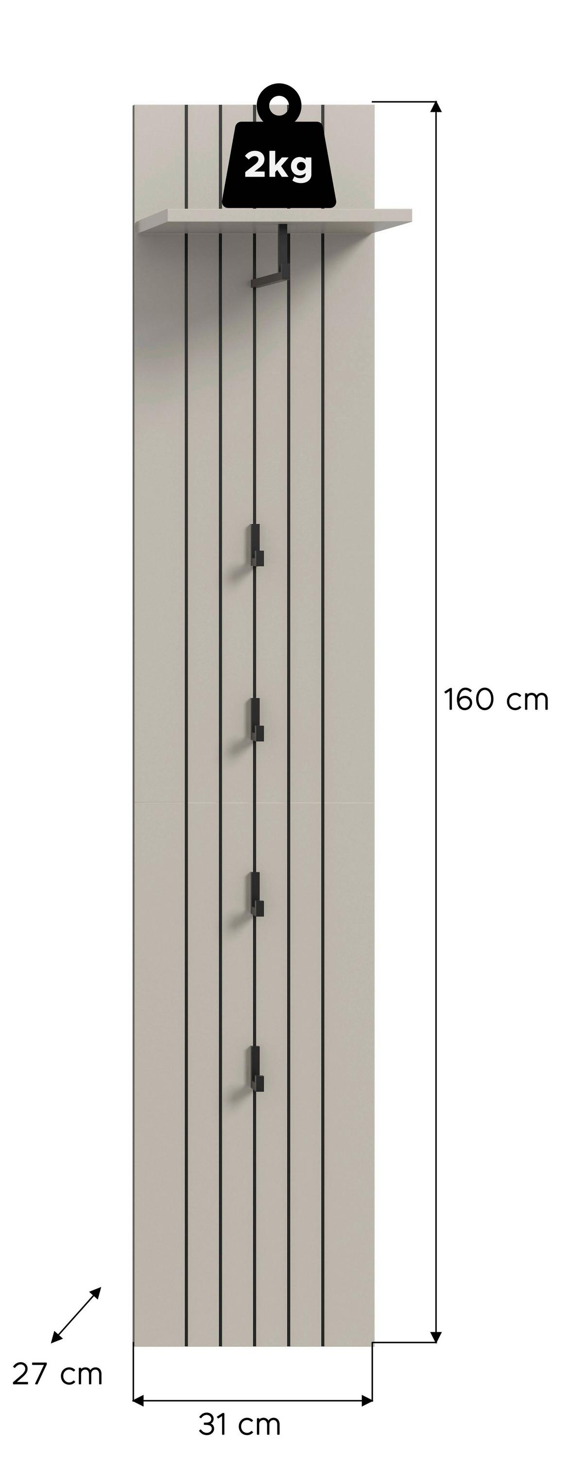 Garderobni Panel Station, Kašmir - kašmir, Design, leseni material (31/160/27cm) - MID.YOU
