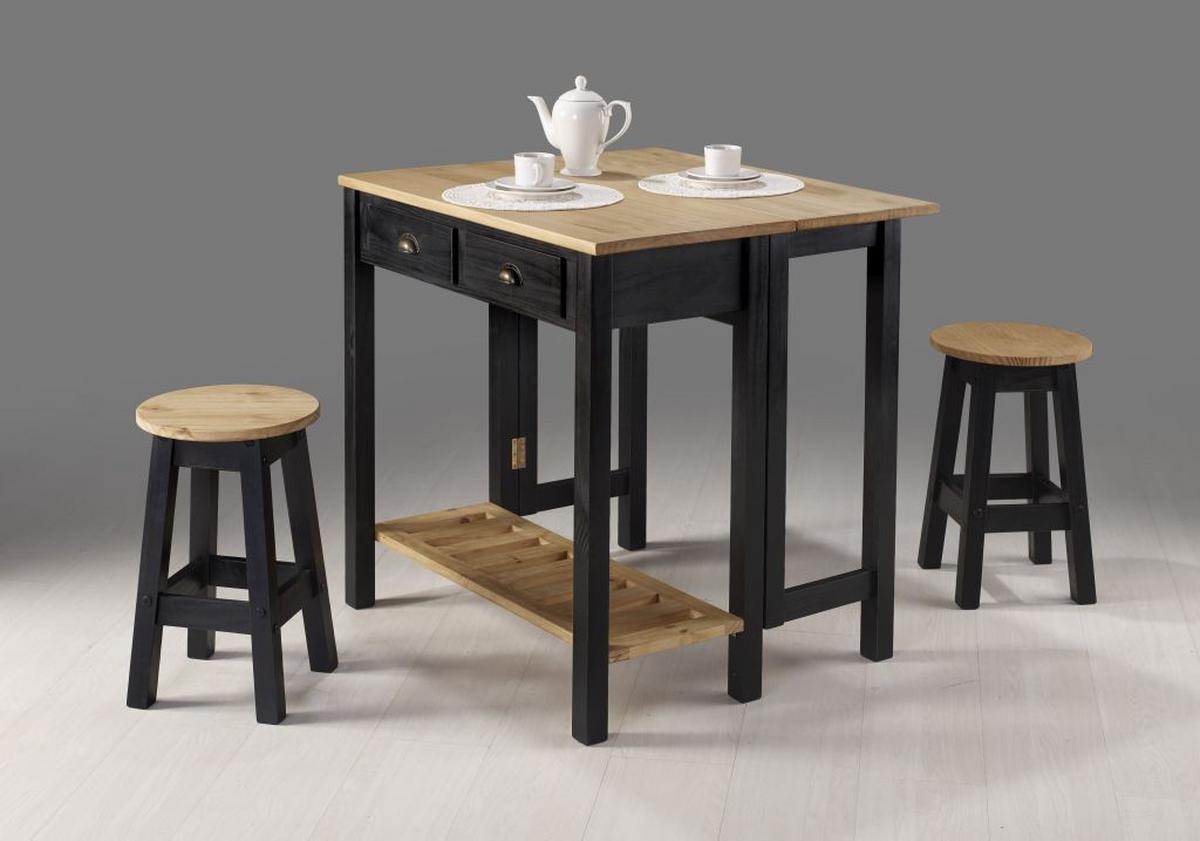 Set Za Bar Sharona, Črna, Bor, 3-Delni - črna/naravne barve, Natur, les (80/30/84/51/72/30cm) - Livetastic