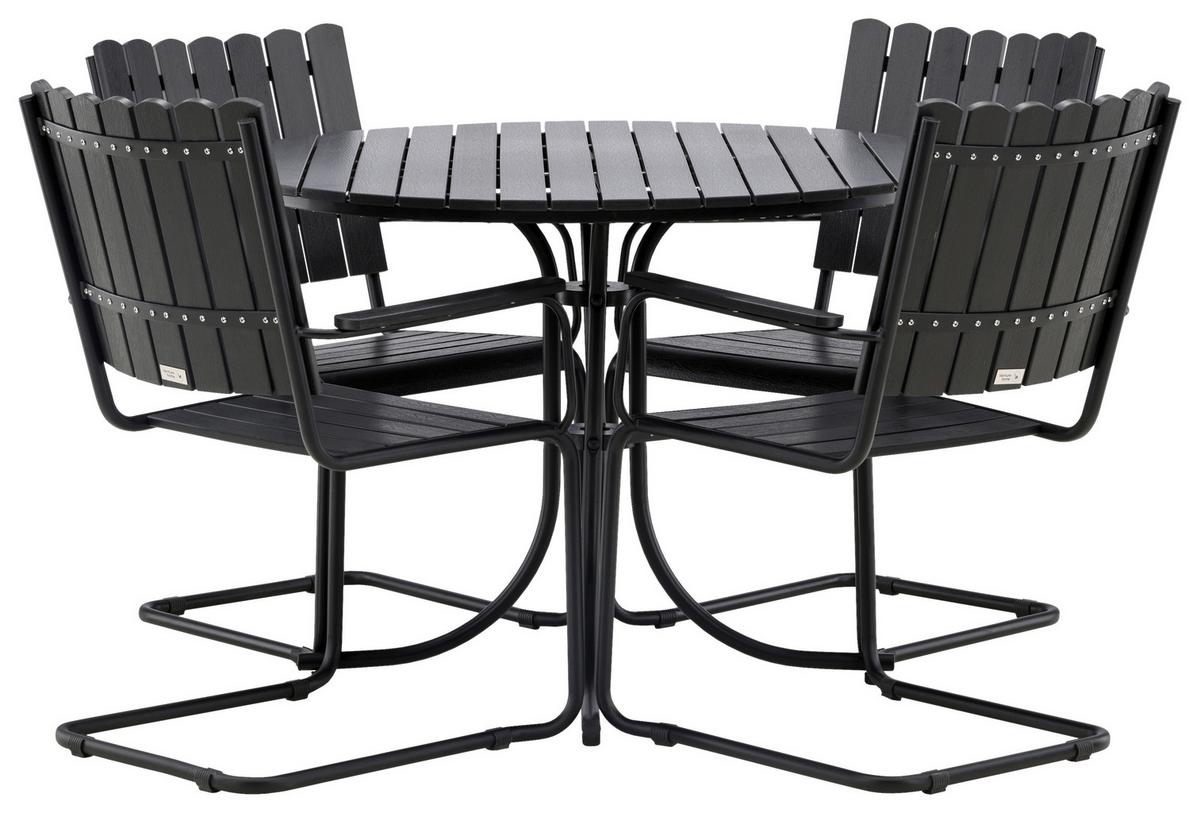 Gartentischgruppe Holmsund Schwarz - Schwarz, KONVENTIONELL, Metall - Gardenson