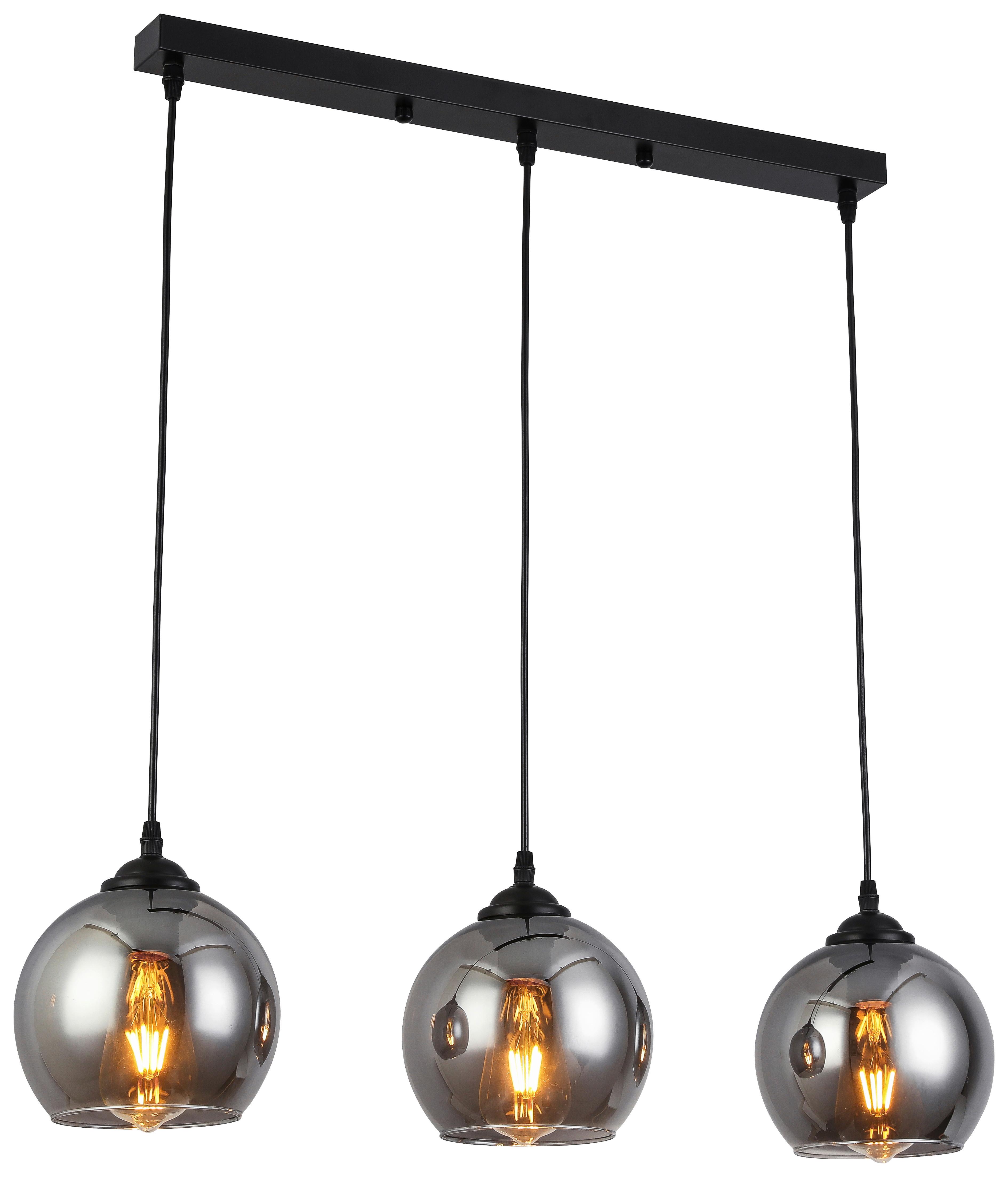 Hängeleuchte Giova max. 40 Watt - Chromfarben/Schwarz, MODERN, Glas/Metall (78/18/120cm) - Premium Living