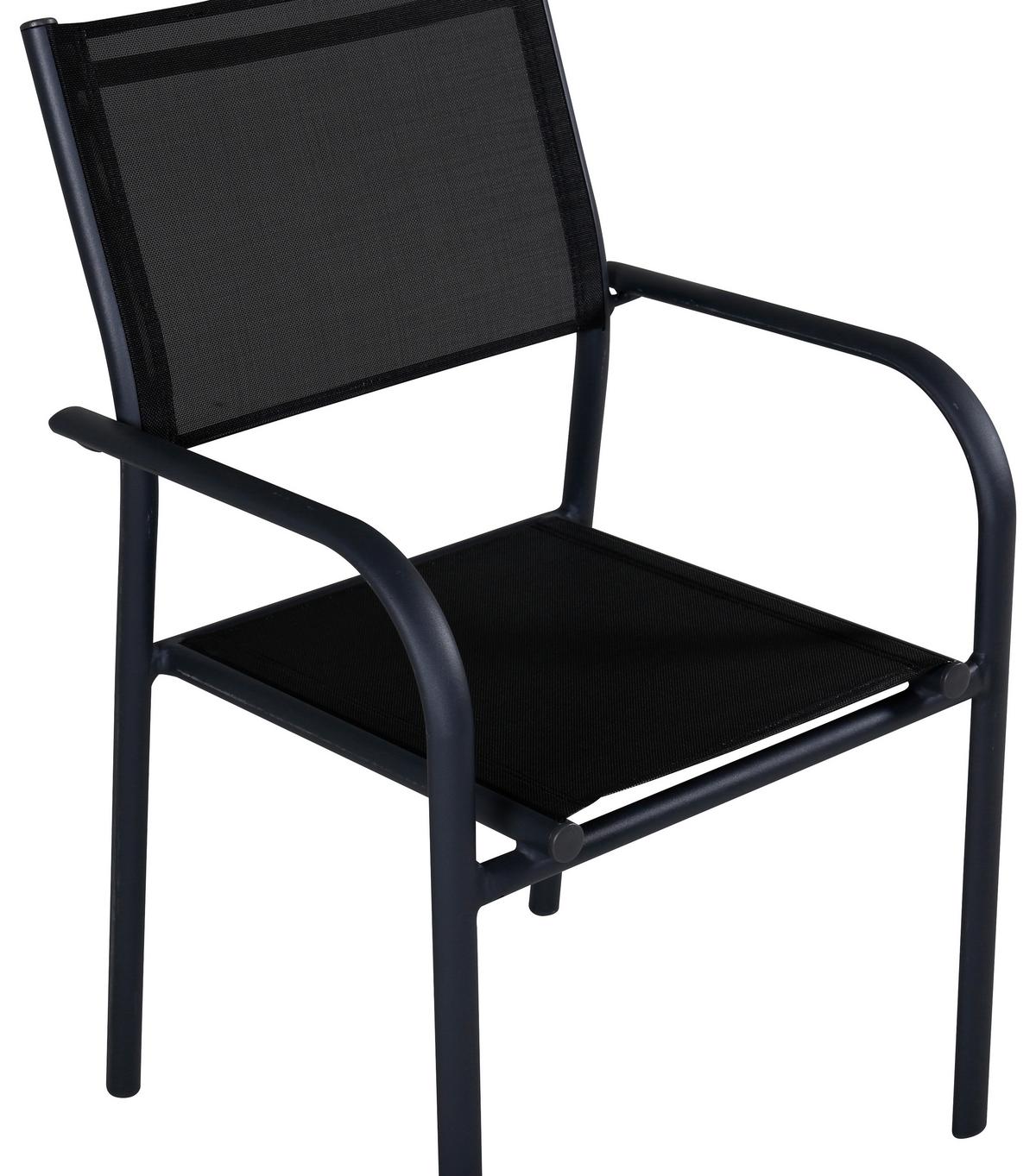 Stapelsessel 2er-Set Santorini ca. 56x90x55 cm Schwarz - Schwarz, KONVENTIONELL, Metall (56/90/55cm) - Gardenson