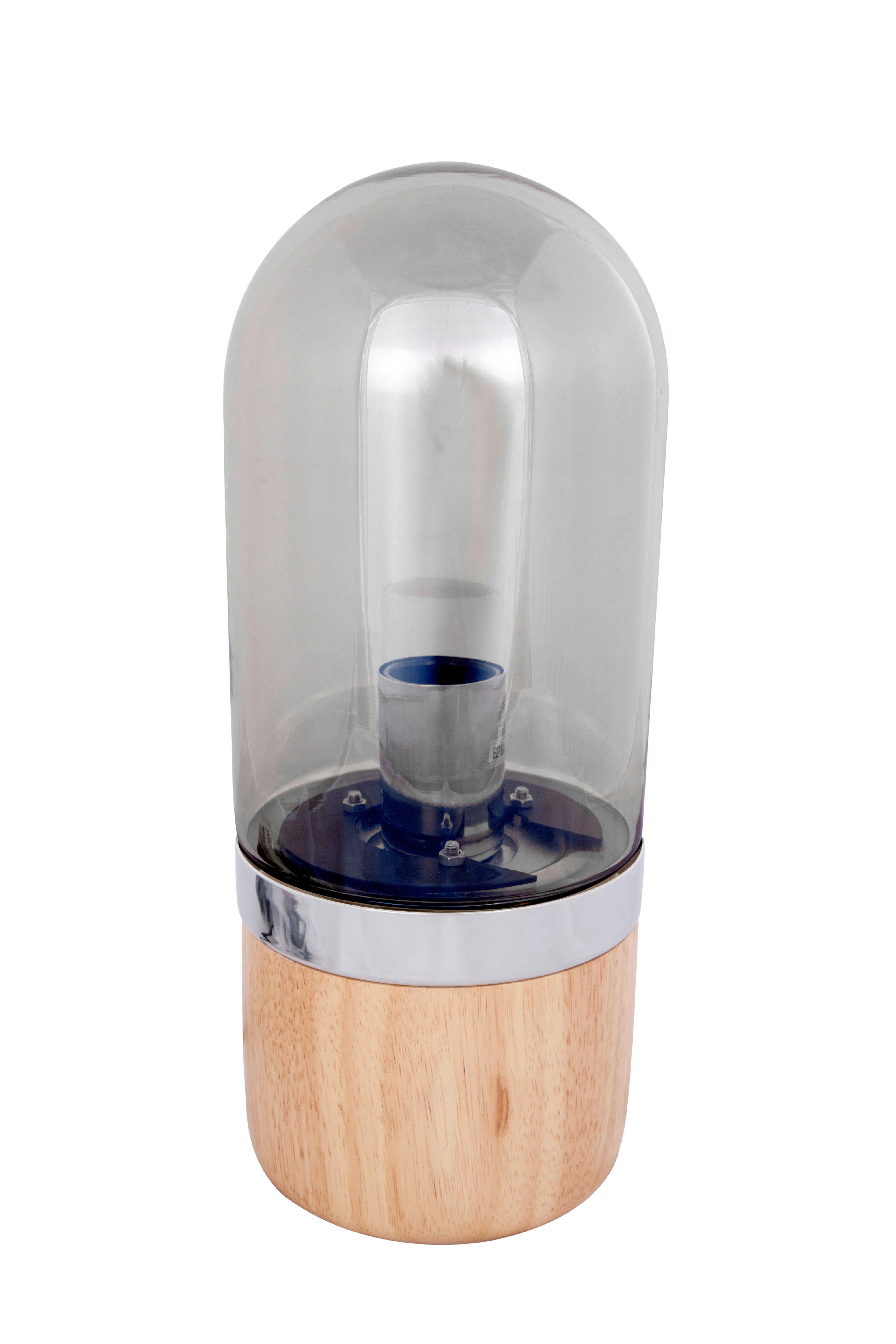 Tischleuchte Tischlampe Malbi 500 - Grau, Trend, Glas/Holz (14/14/33cm) - Kayoom