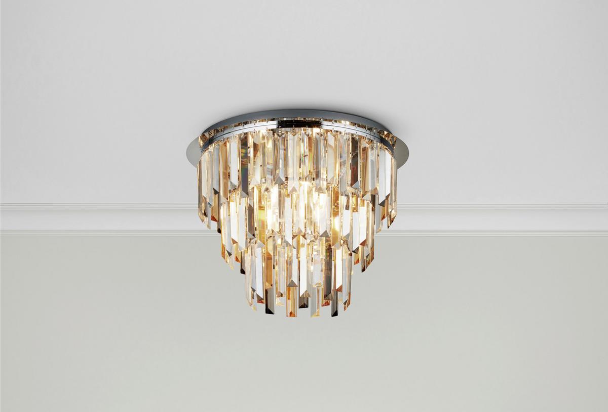 Mennyezeti Lámpa 1225-5cc Clarissa - krómszínű/Pezsgő, Design, üveg/fém (45/45/34cm)