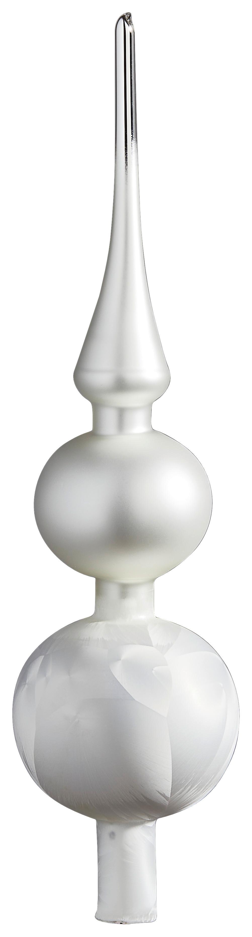 SZPIC CHOINKOWY 036-2040-999 - kolor srebrny/biały, Basics, szkło (31cm) - X-Mas