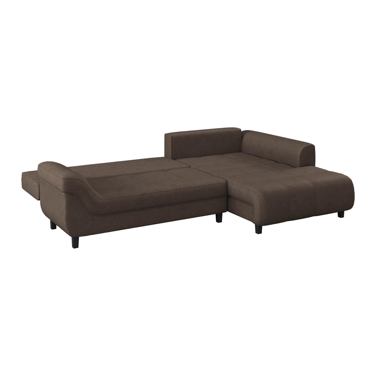 Kutna Garnitura Mendoza - tamno smeđa/siva, Design, tekstil/drvo (309/197cm) - Modern Living